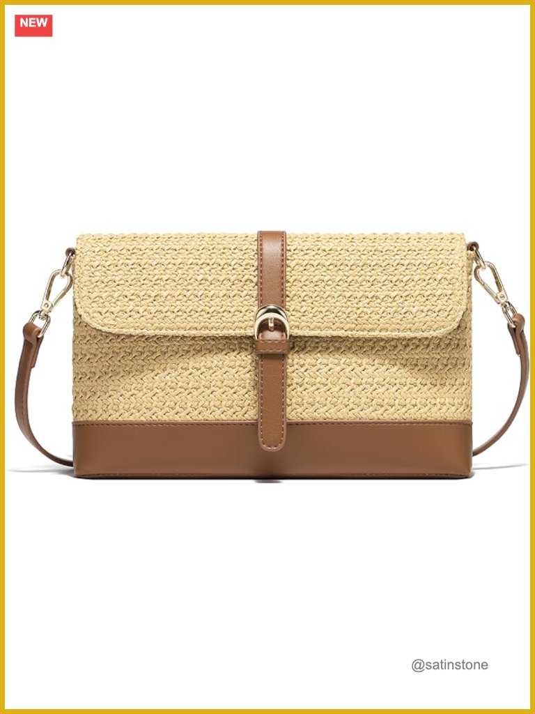 Straw Woven Raffia Shoulder Crossbody Bag With Detachable Strap